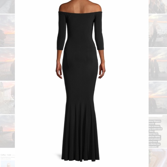Norma Kamali Off Shoulder Fishtail Gown - Black - Picture 8 of 8